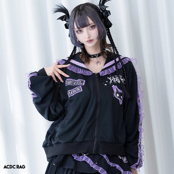 NEW ACDC RAG - Baby Punk Devil Punk Sailor Zip Up Jacket - Picture 3 of 9